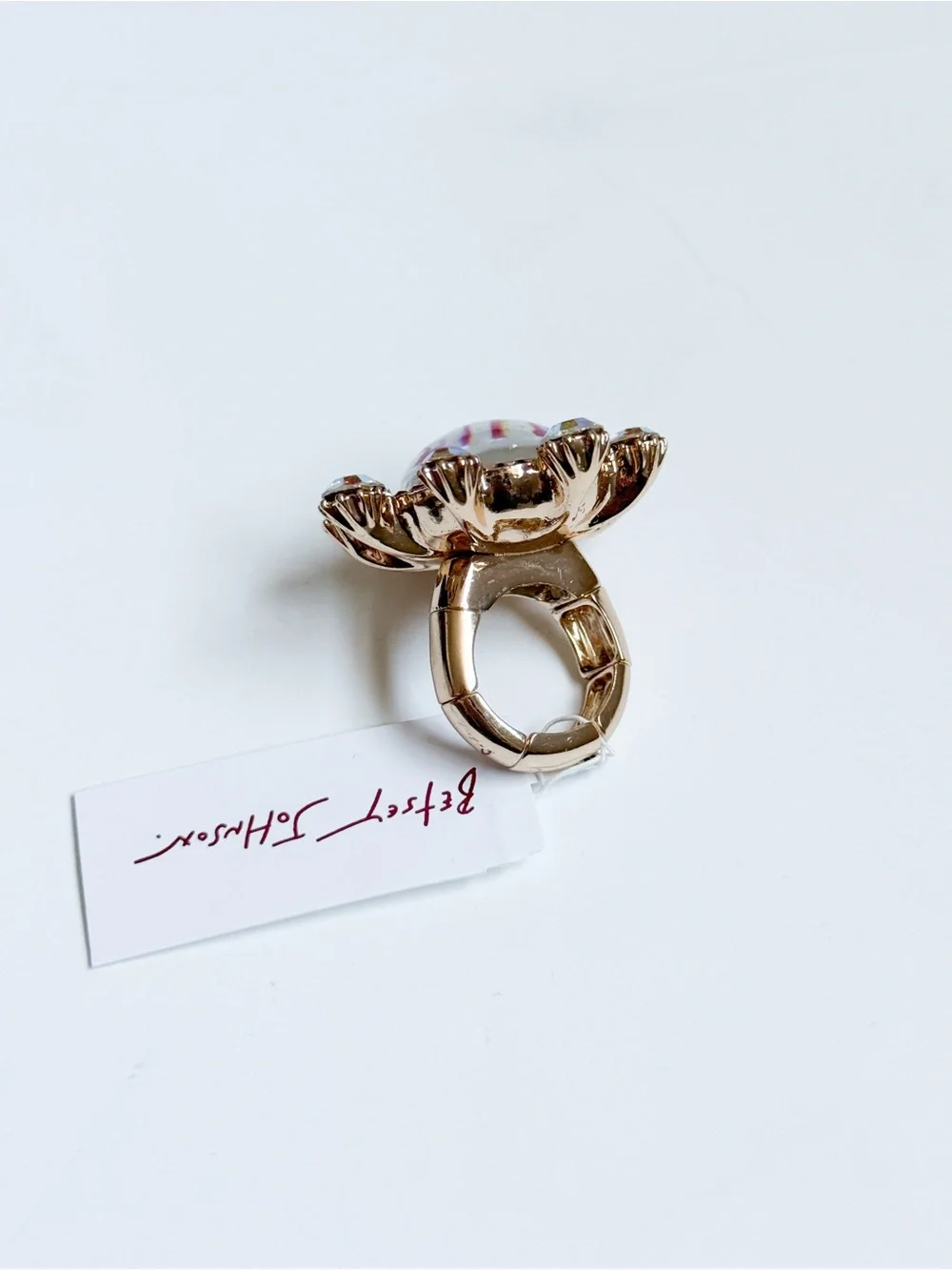 Betsey Johnson Neon Green Eyeball Ring with Pink and Iridescent Accents Stretch